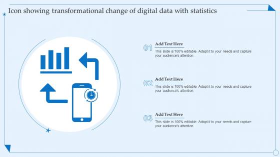 Icon Showing Transformational Change Of Digital Data With Statistics