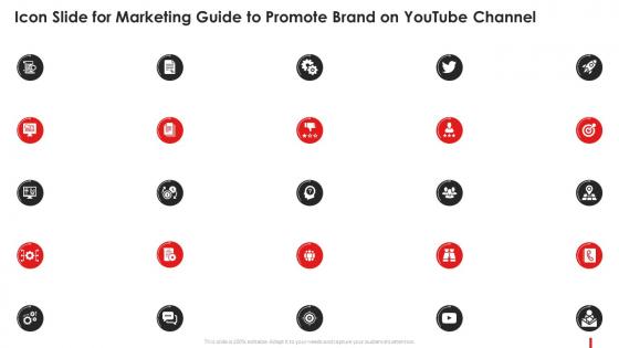 Icon Slide For Marketing Guide To Promote Brand On Youtube Channel