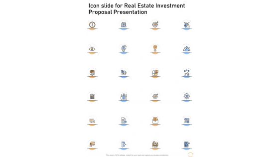 Icon Slide For Real Estate Investment Proposal Presentation One Pager Sample Example Document