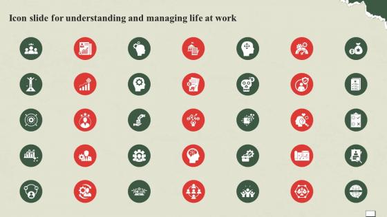 Icon Slide For Understanding And Managing Life At Work Ppt Icon Design Inspiration