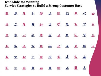Icon slide for winning service strategies to build a strong customer base ppt professional