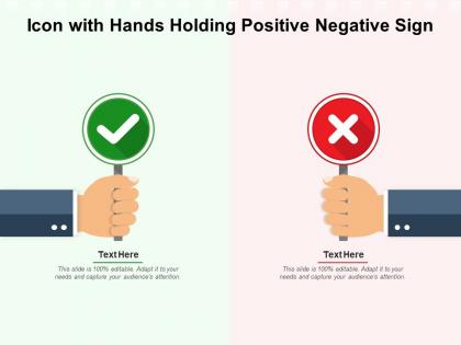 Icon with hands holding positive negative sign