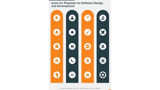 Icons For Playbook For Software Design And Development One Pager Sample Example Document