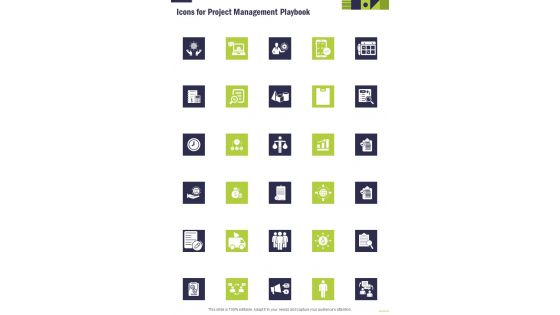 Icons For Project Management Playbook One Pager Sample Example Document