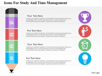 Icons for study and time management flat powerpoint design