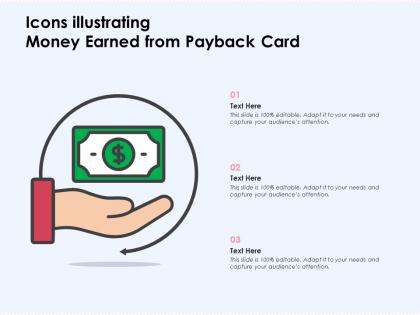 Icons illustrating money earned from payback card