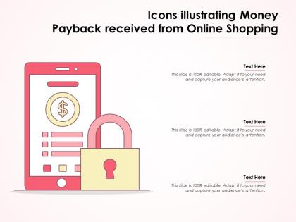 Icons illustrating money payback received from online shopping