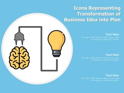 Icons representing transformation of business idea into plan