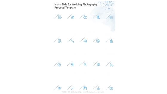 Icons Silde For Wedding Photography Proposal Template One Pager Sample Example Document