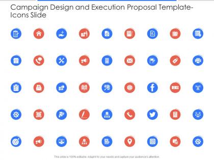 Icons slide campaign design and execution proposal template ppt powerpoint presentation gallery
