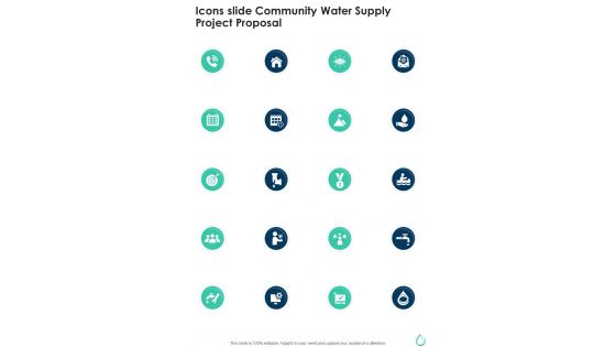 Icons Slide Community Water Supply Project Proposal One Pager Sample Example Document