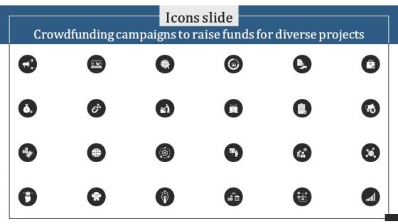 Icons Slide Crowdfunding Campaigns To Raise Funds For Diverse Projects Fin SS