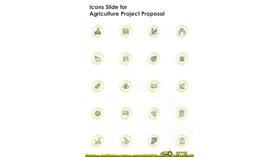Icons Slide For Agriculture Project Proposal One Pager Sample Example Document