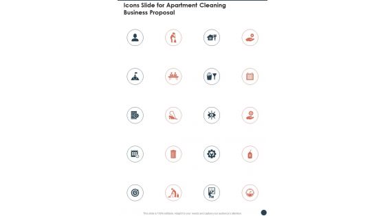 Icons Slide For Apartment Cleaning Business Proposal One Pager Sample Example Document