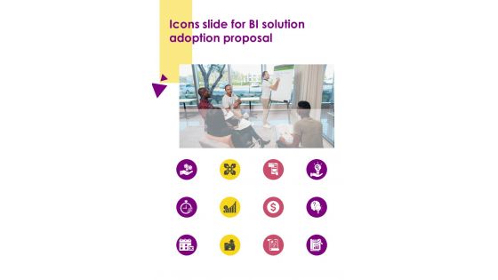 Icons Slide For BI Solution Adoption Proposal One Pager Sample Example Document