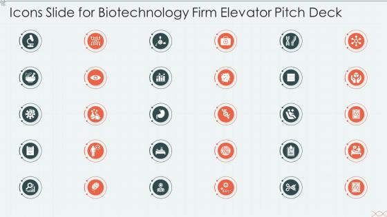 Icons slide for biotechnology firm elevator pitch deck