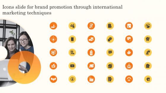 Icons Slide For Brand Promotion Through International Marketing Techniques MKT SS V