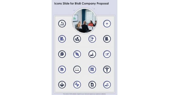 Icons Slide For Btob Company Proposal One Pager Sample Example Document