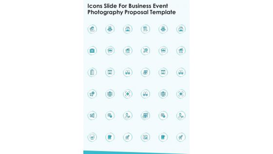Icons Slide For Business Event Photography Proposal Template One Pager Sample Example Document