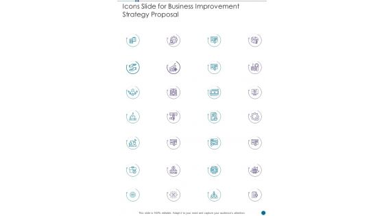 Icons Slide For Business Improvement Strategy Proposal One Pager Sample Example Document