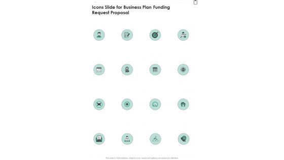 Icons Slide For Business Plan Funding Request Proposal One Pager Sample Example Document