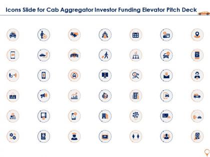 Icons slide for cab aggregator investor funding elevator pitch deck