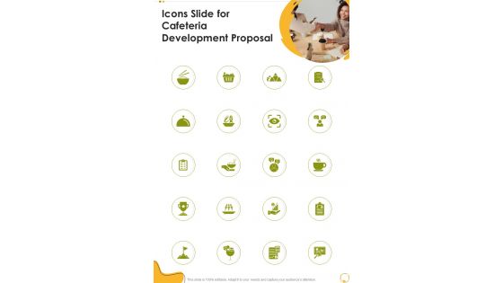 Icons Slide For Cafeteria Development Proposal One Pager Sample Example Document