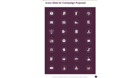 Icons Slide For Campaign Proposal One Pager Sample Example Document