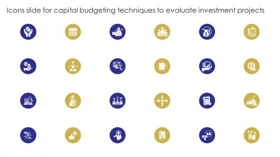 Icons Slide For Capital Budgeting Techniques To Evaluate Investment Projects