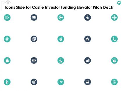 Icons slide for castle investor funding elevator pitch deck ppt layouts design ideas