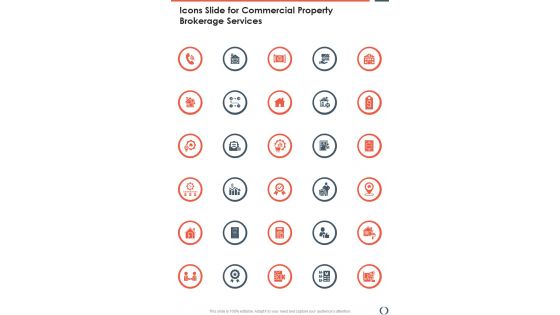 Icons Slide For Commercial Property Brokerage Services One Pager Sample Example Document