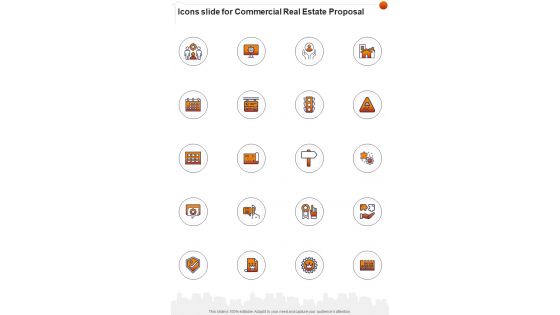 Icons Slide For Commercial Real Estate Proposal One Pager Sample Example Document