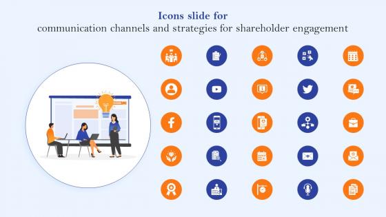 Icons Slide For Communication Channels And Strategies For Shareholder Engagement