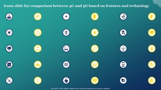 Icons Slide For Comparison Between 4g And 5g Based On Features And Technology