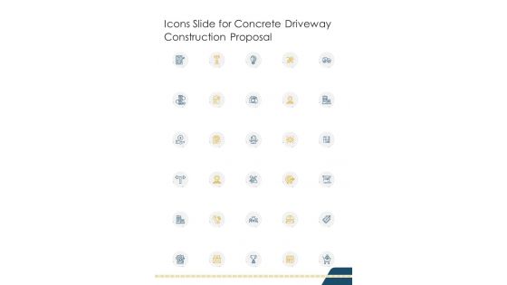 Icons Slide For Concrete Driveway Construction Proposal One Pager Sample Example Document