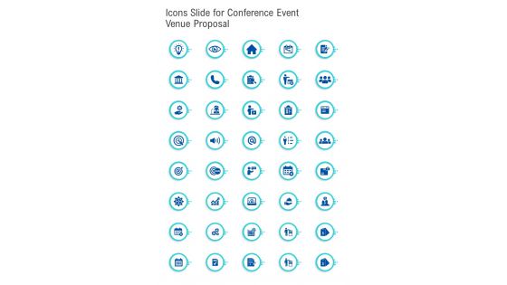 Icons Slide For Conference Event Venue Proposal One Pager Sample Example Document