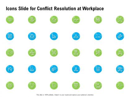 Icons slide for conflict resolution at workplace ppt powerpoint presentation slides portrait