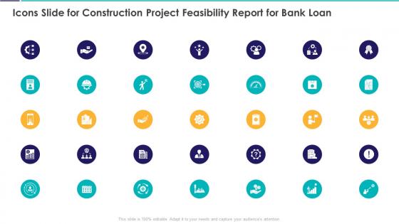 Icons Slide For Construction Project Feasibility Report For Bank Loan Ppt Mockup