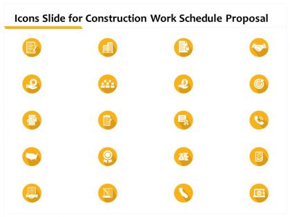 Icons slide for construction work schedule proposal ppt powerpoint presentation template