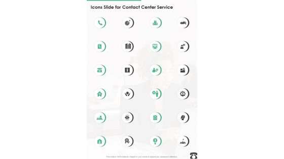 Icons Slide For Contact Center Service One Pager Sample Example Document