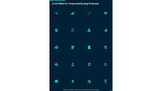 Icons Slide For Corporate Buying Proposal One Pager Sample Example Document