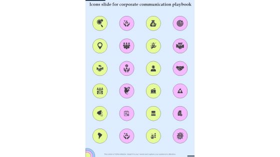 Icons Slide For Corporate Communication Playbook One Pager Sample Example Document