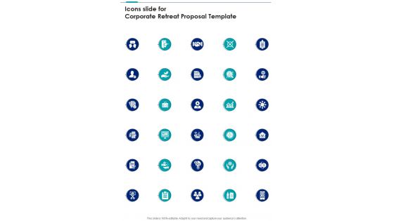 Icons Slide For Corporate Retreat Proposal Template One Pager Sample Example Document