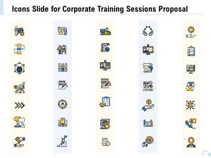 Icons slide for corporate training sessions proposal ppt clipart