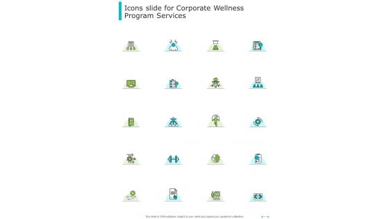 Icons Slide For Corporate Wellness Program Services One Pager Sample Example Document