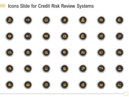 Icons slide for credit risk review systems ppt powerpoint presentation gallery show