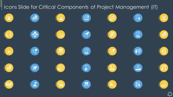 Icons Slide For Critical Components Of Project Management IT Ppt Formates