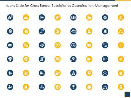 Icons slide for cross border subsidiaries coordination management ppt portrait