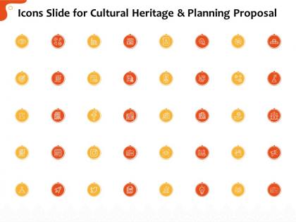 Icons slide for cultural heritage and planning proposal ppt file aids