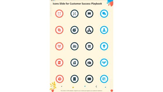Icons Slide For Customer Success Playbook One Pager Sample Example Document